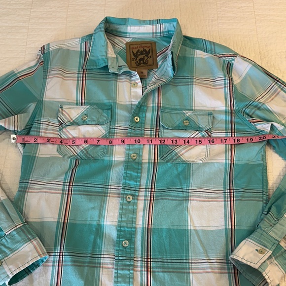 Red Camel Medium Southern Charm Button Down Aqua Plaid EUC - Picture 5 of 7